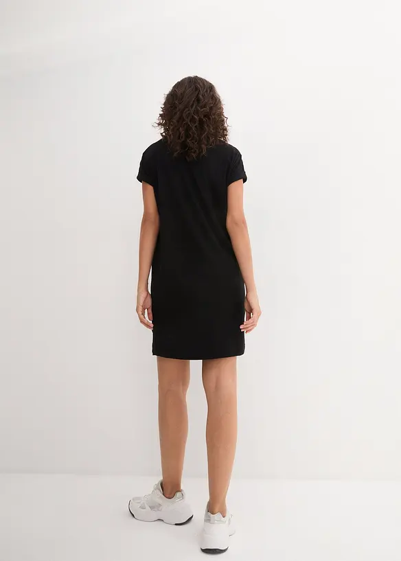 Shirtkleid aus reiner Bio-Baumwolle in schwarz von hinten (Totalaufnahme) - bonprix