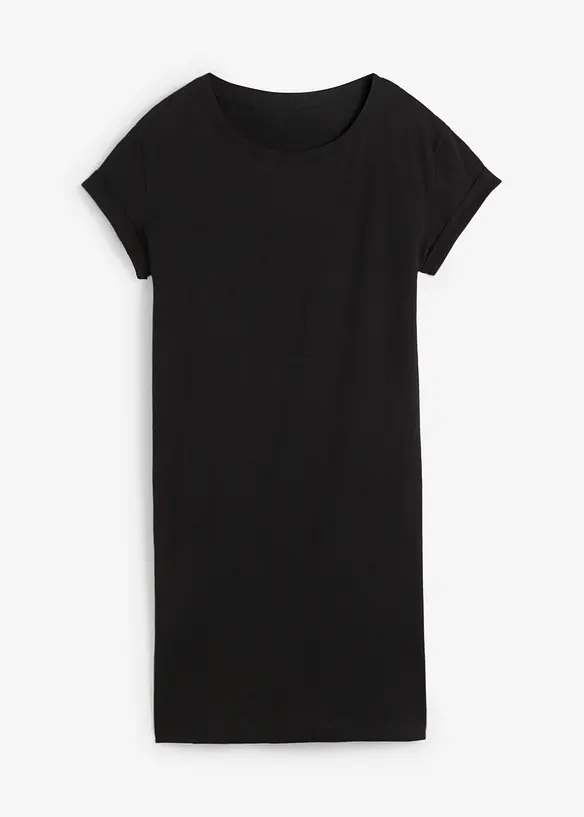 Shirtkleid aus reiner Bio-Baumwolle in schwarz von vorne - bonprix
