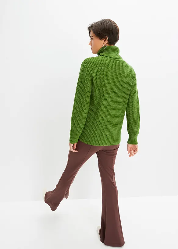 Strickpullover mit Rollkragen in grün von hinten (im Anschnitt) - bonprix
