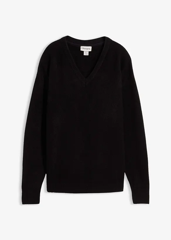 Oversize-Strick-Pullover in schwarz von vorne - bonprix