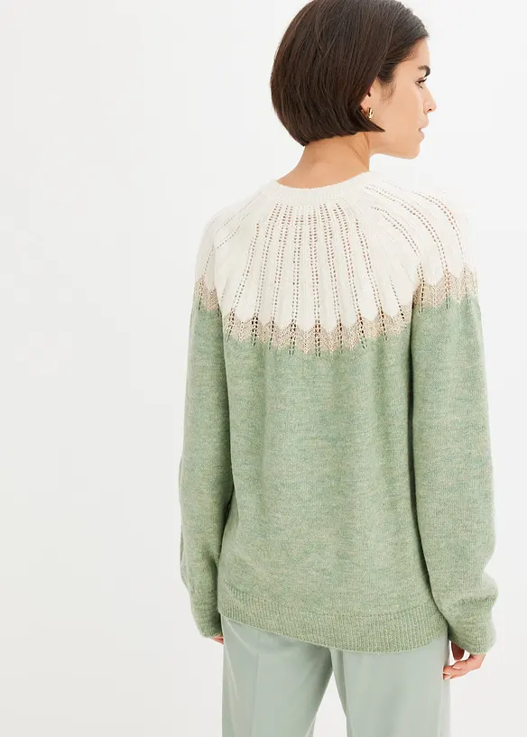 Ajour-Pullover in blau von hinten (im Anschnitt) - bonprix