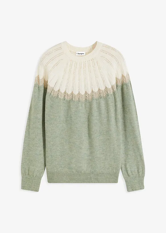 Ajour-Pullover in blau von vorne - bonprix