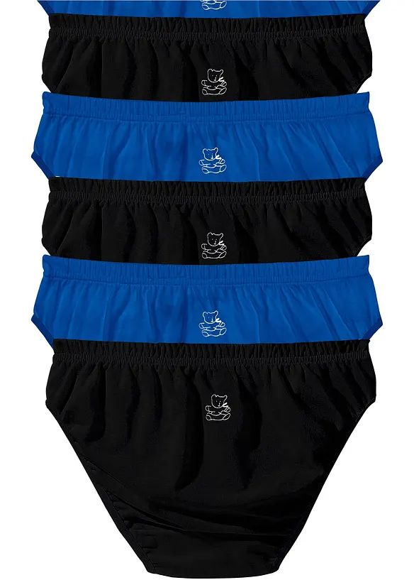 Slip mit weicher Baumwolle (6er Pack) in schwarz von vorne - bonprix