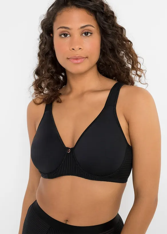 Minimizer-BH mit gepolsterten Trägern in schwarz von vorne (im Anschnitt) - bonprix