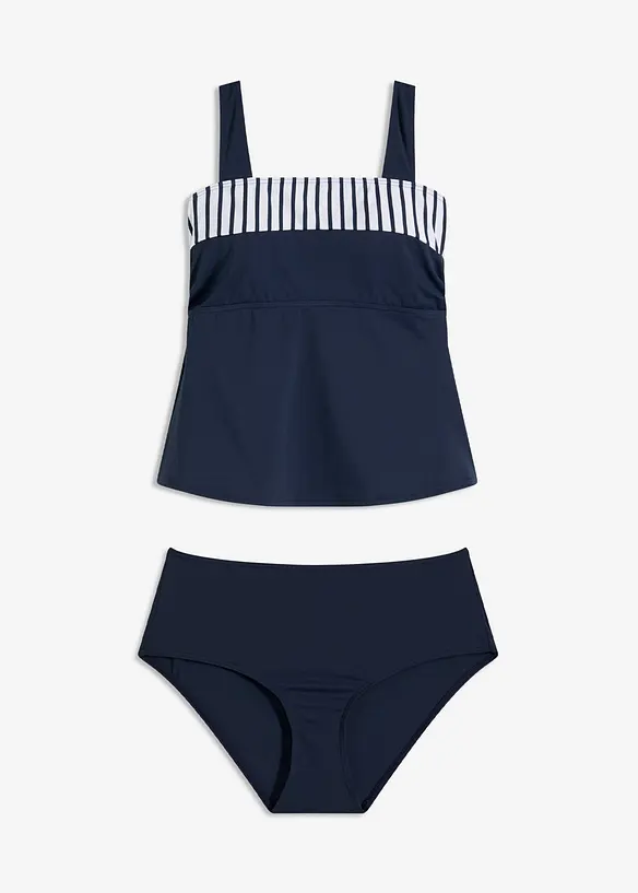 Tankini mit breiteren Trägern (2-tlg.Set) in blau von vorne - bonprix