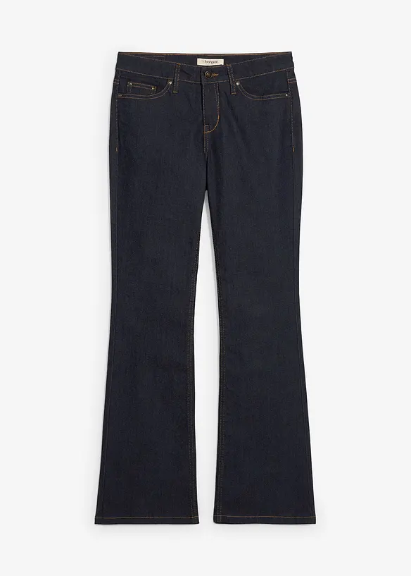 Bootcut-Jeans Mid Waist in blau von vorne - bonprix
