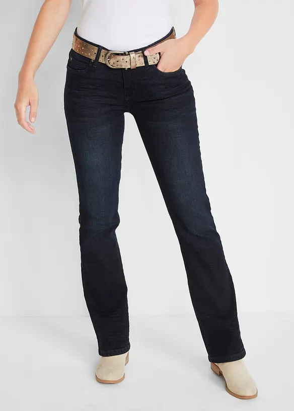 Bootcut-Jeans Mid Waist in blau von vorne - bonprix