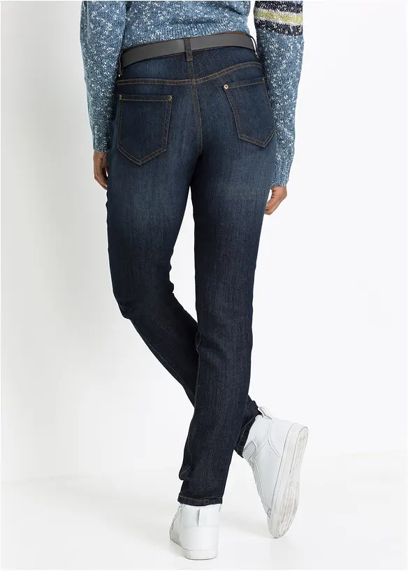 Mom-Jeans Mid Waist, Komfort-Stretch in blau von hinten - bonprix