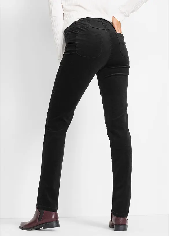Enge Cordhose aus Baumwoll-Mix in schwarz von hinten - bonprix