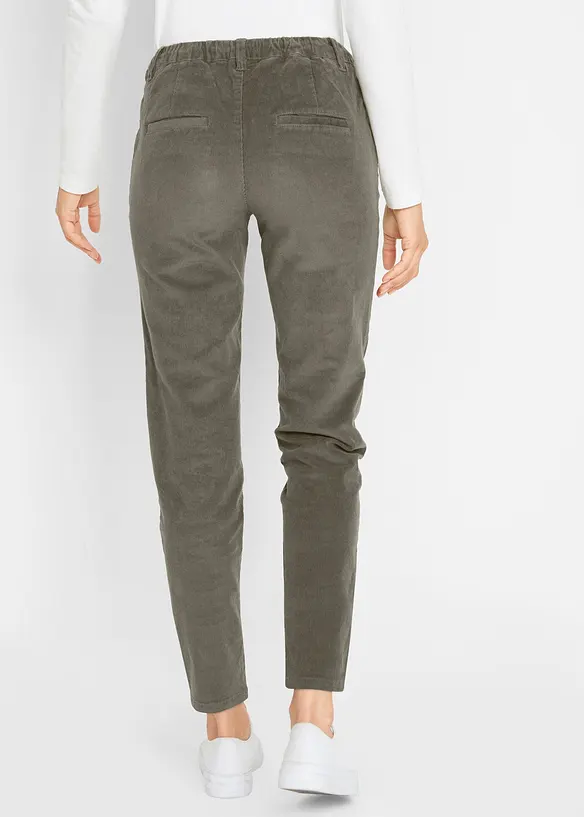 Cordhose mit Bequembund aus Baumwoll-Mix in grün von hinten - bonprix