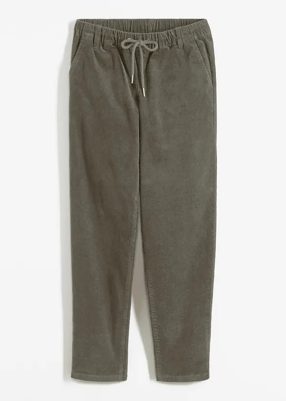 Cordhose mit Bequembund aus Baumwoll-Mix in grün von vorne - bonprix