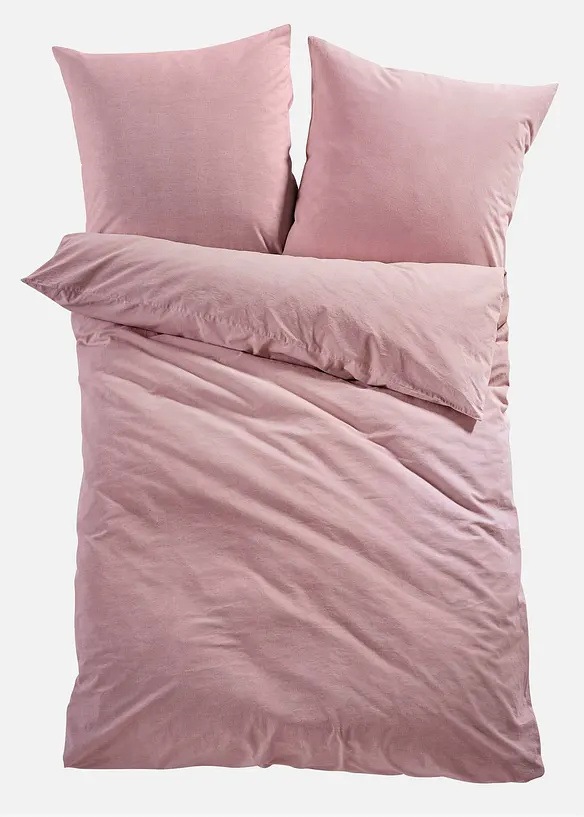 Linon-Bettwäsche in Leinenoptik in rosa von vorne - bonprix