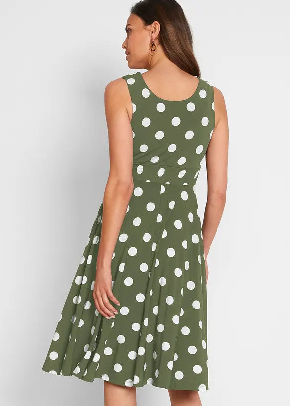 Shirtkleid mit Punkten in grün von hinten (Totalaufnahme) - bonprix