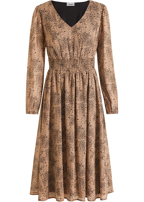Chiffonkleid in braun von vorne - bonprix