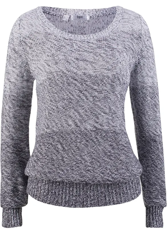 Grobstrick-Pullover mit Farbverlauf in grau von vorne - bonprix