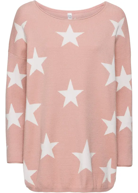Oversize-Pullover aus softem Viskose-Mix in rosa von vorne - bonprix
