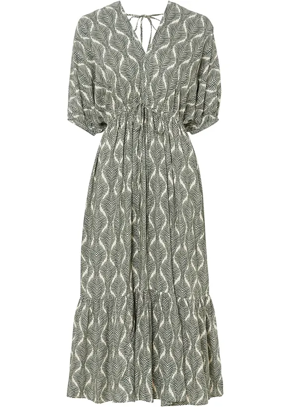 Midikleid aus fließender Viskose in grün von vorne - bonprix