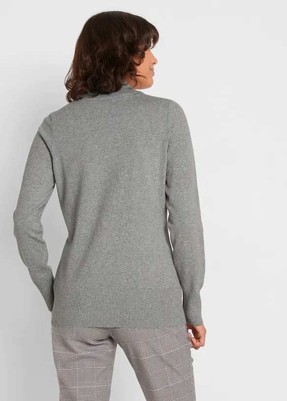 Feinstrickpullover mit recycelter Baumwolle in grau von hinten (im Anschnitt) - bonprix