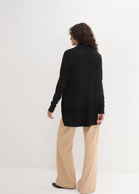 Feinstrickjacke in schwarz von hinten (im Anschnitt) - bonprix