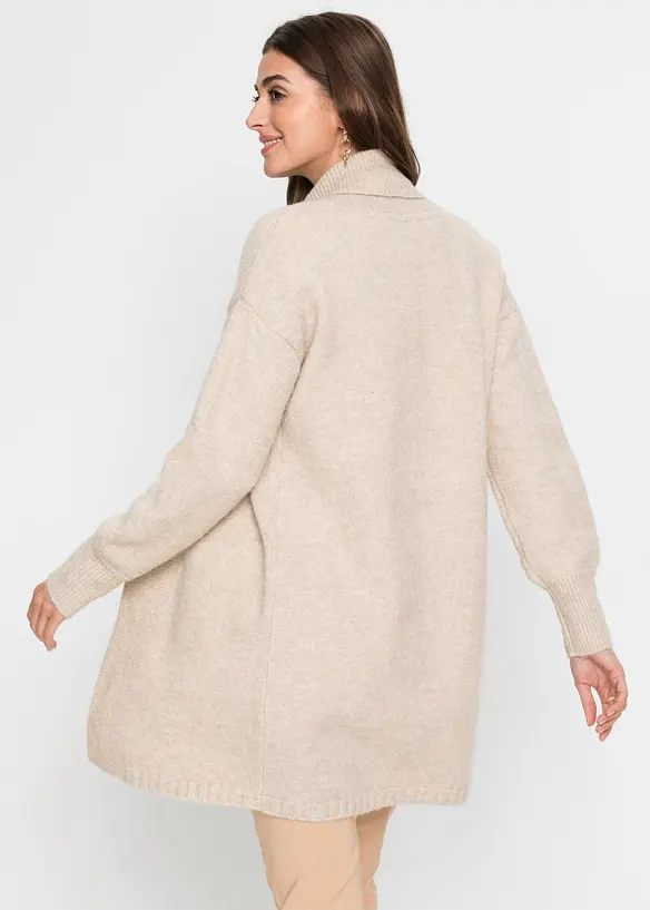 Longstrickjacke in beige von hinten (im Anschnitt) - bonprix