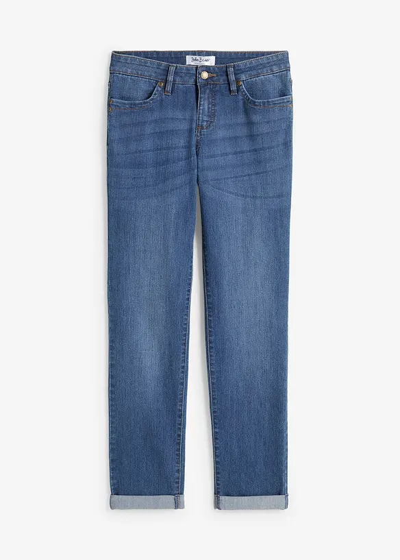 Straight Jeans High Waist, Stretch in blau von vorne - bonprix