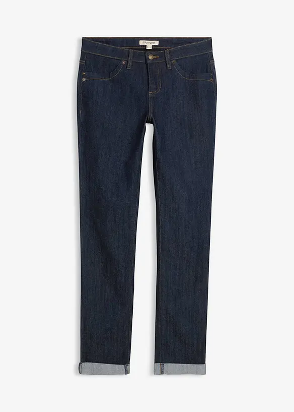 Straight Jeans High Waist, Stretch in blau von vorne - bonprix