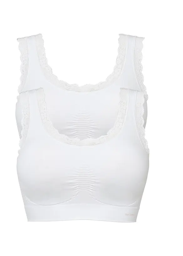 Feel Comfort Seamless Bustier (2er Pack) in weiß von vorne - bonprix