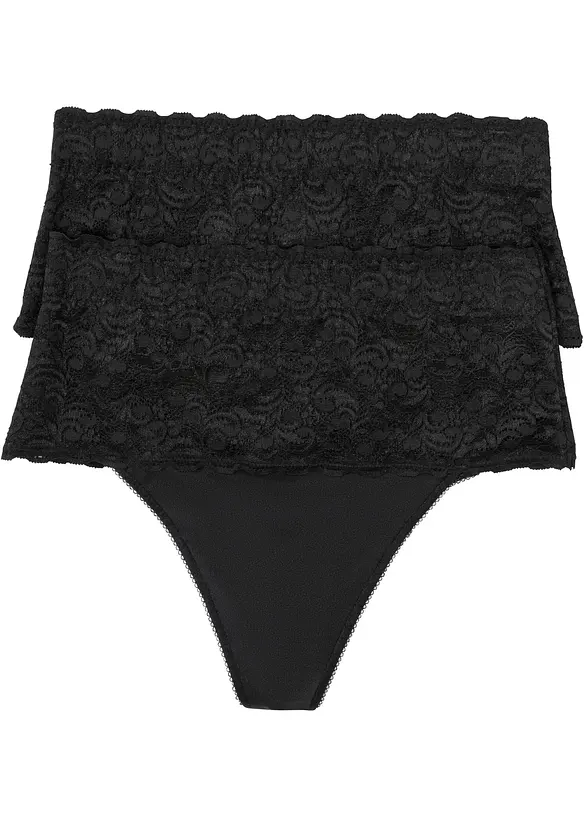 Medium Shape String (2er Pack) in schwarz von vorne - bonprix