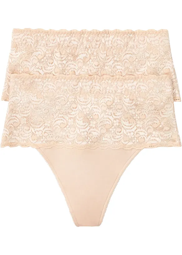 Medium Shape String (2er Pack) in beige von vorne - bonprix