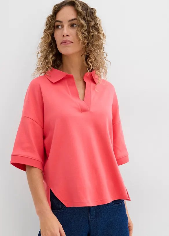 Poloshirt aus reiner Bio-Baumwolle in pink von vorne (im Anschnitt) - bonprix