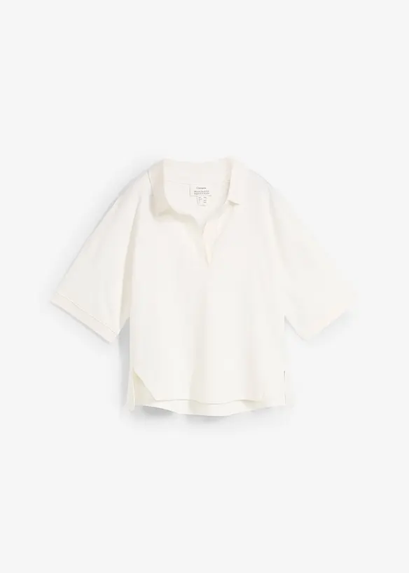 Poloshirt aus reiner Bio-Baumwolle in weiß von vorne - bonprix
