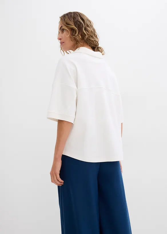 Poloshirt aus reiner Bio-Baumwolle in weiß von hinten (im Anschnitt) - bonprix