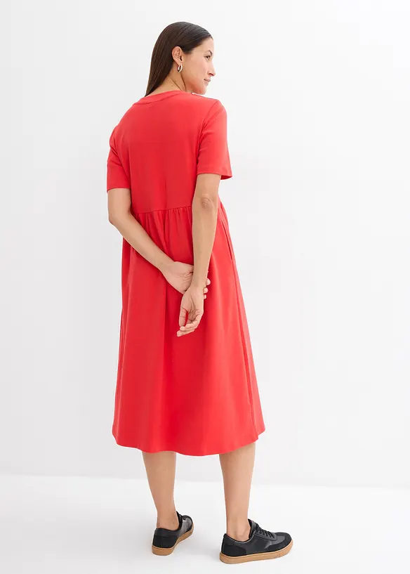 Jerseykleid aus schwerer Baumwolle in rot von hinten (Totalaufnahme) - bonprix