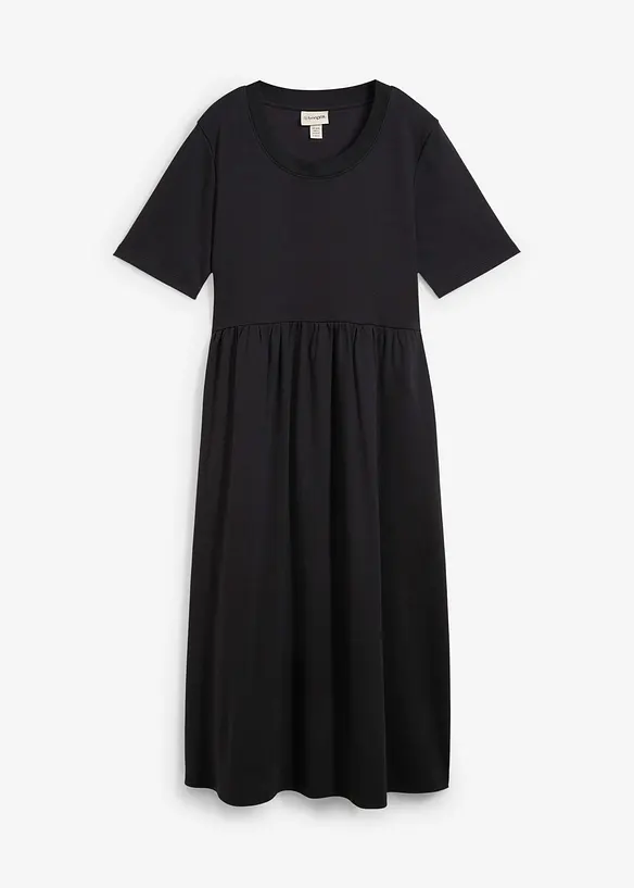 Jerseykleid aus schwerer Baumwolle in schwarz von vorne - bonprix