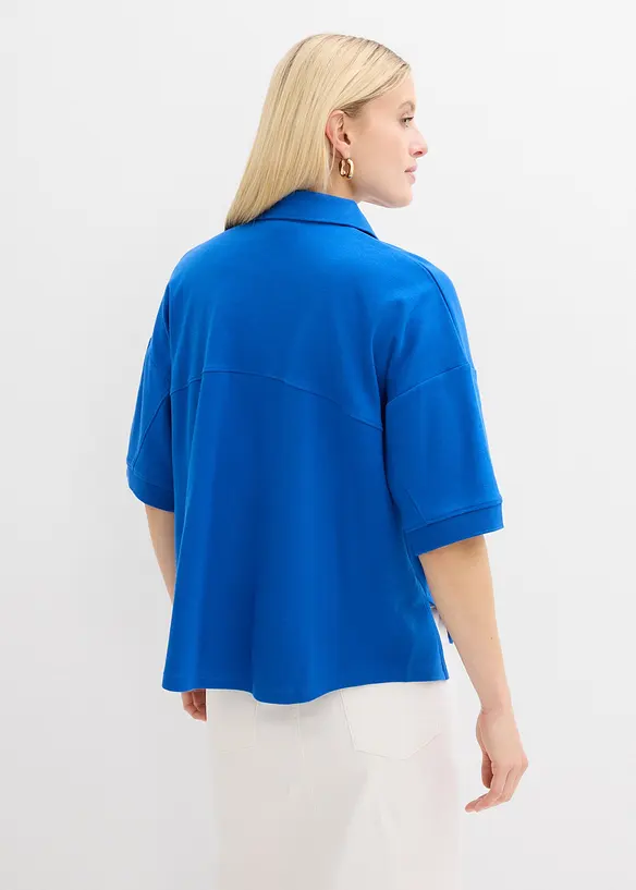 Poloshirt aus reiner Bio-Baumwolle in blau von hinten (im Anschnitt) - bonprix