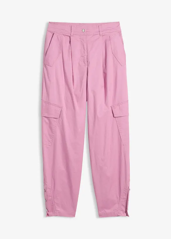 Cargohose aus Baumwoll-Stretch in rosa von vorne - bonprix