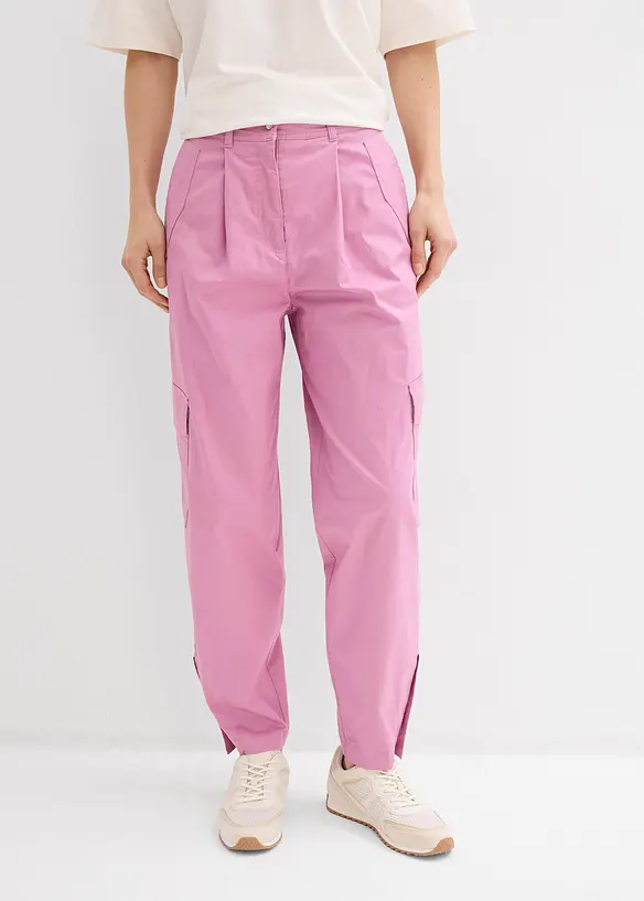 Cargohose aus Baumwoll-Stretch in rosa von vorne - bonprix