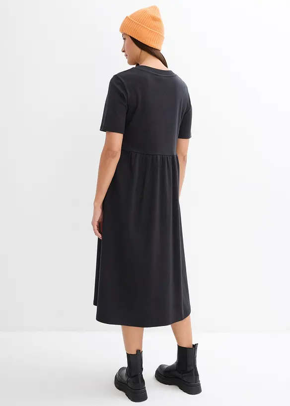 Jerseykleid aus schwerer Baumwolle in schwarz von hinten (Totalaufnahme) - bonprix