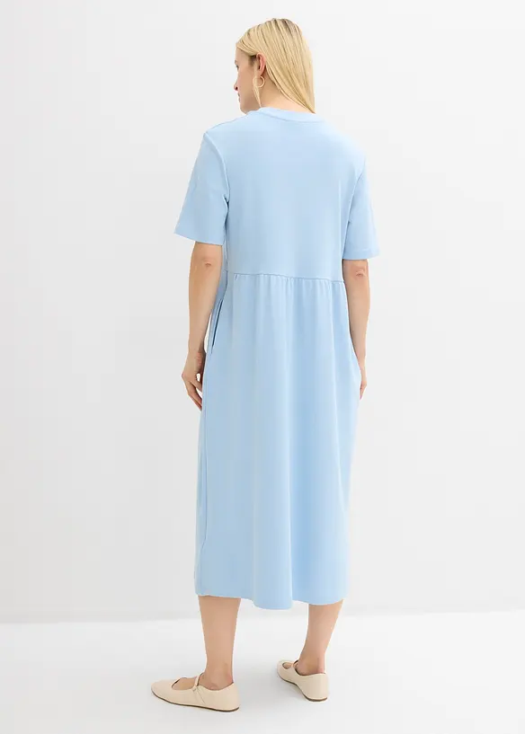 Jerseykleid aus schwerer Baumwolle in blau von hinten (Totalaufnahme) - bonprix
