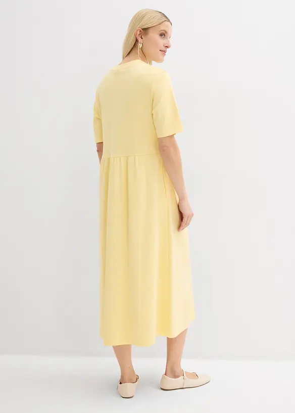 Jerseykleid aus schwerer Baumwolle in gelb von hinten (Totalaufnahme) - bonprix