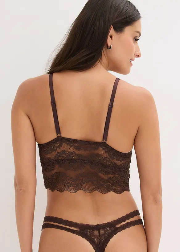 Bustier ohne Bügel mit floraler Spitze in braun von hinten (im Anschnitt) - bonprix