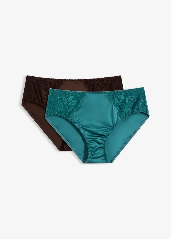 Maxislip mit Glanzeffekt (2er Pack) in petrol von vorne - bonprix
