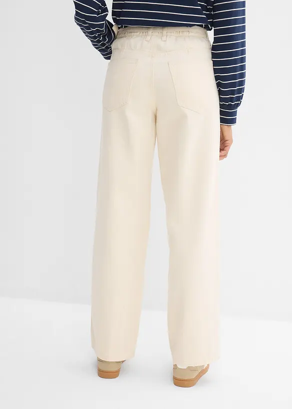 Loose Straight-Jeans Mid Waist, Baumwolle in beige von hinten - bonprix
