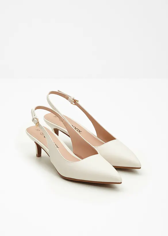 Slingpumps mit schmalem Absatz in weiß - bonprix
