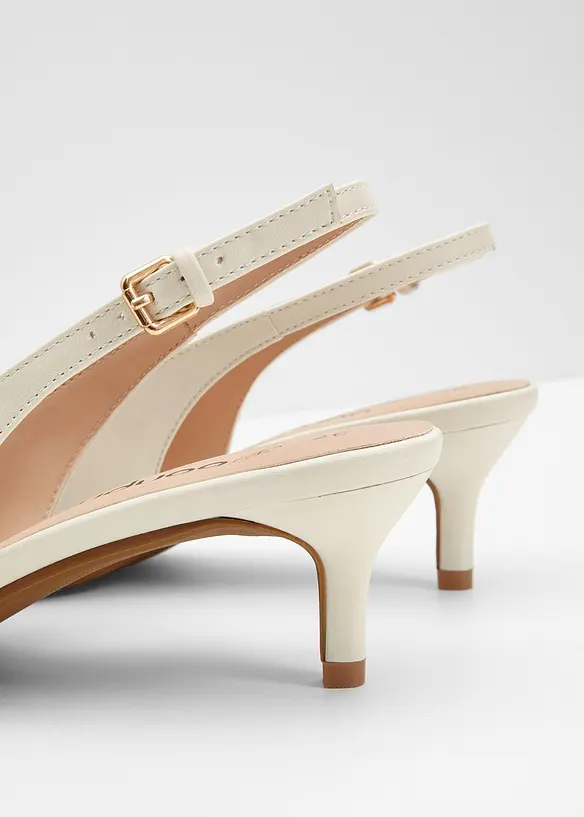 Slingpumps mit schmalem Absatz in weiß - bonprix