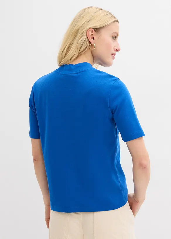 Rippshirt aus reiner Baumwolle in blau von hinten (im Anschnitt) - bonprix