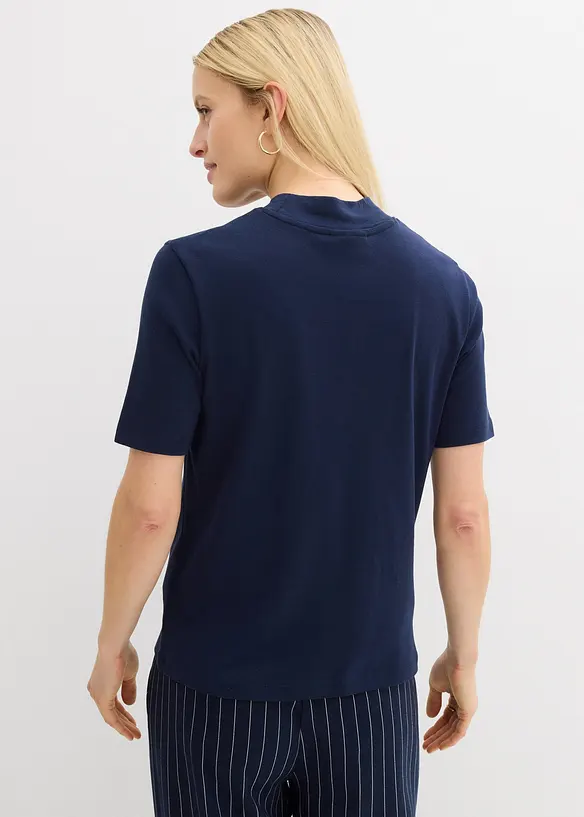 Rippshirt aus reiner Baumwolle in blau von hinten (im Anschnitt) - bonprix