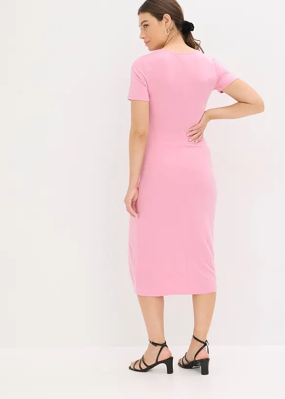 Jerseykleid aus Viskose-Mix in rosa von hinten (Totalaufnahme) - bonprix