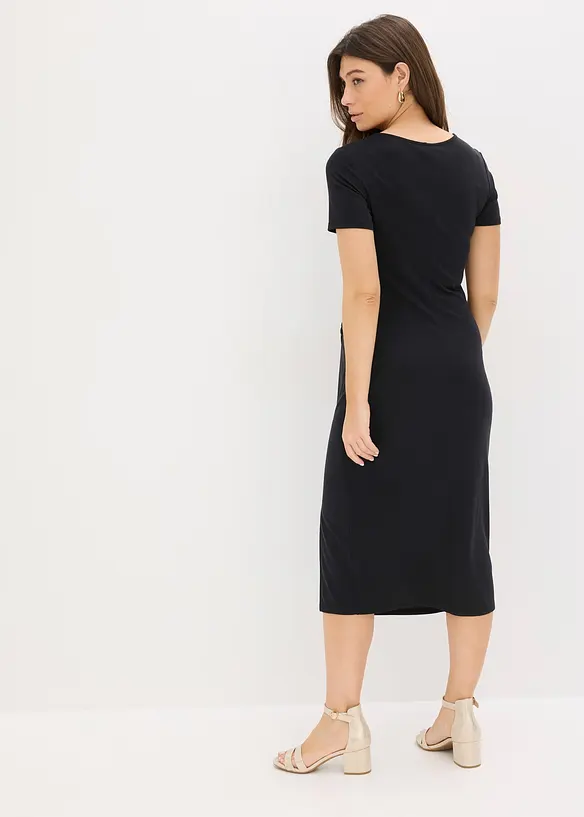 Jerseykleid aus Viskose-Mix in schwarz von hinten (Totalaufnahme) - bonprix