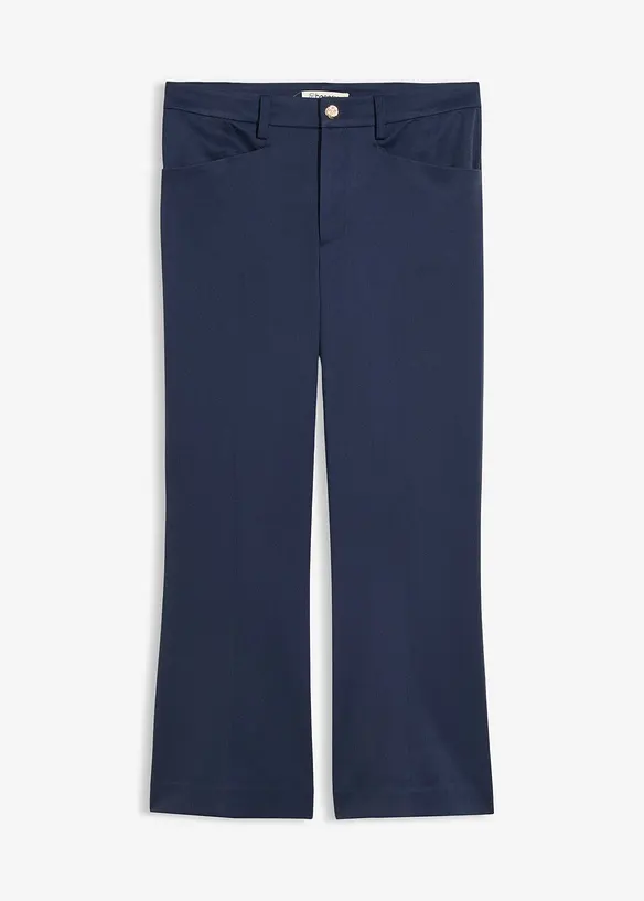 Ausgestellte 7/8 Hose mit dekorativem Knopf in blau von vorne - bonprix
